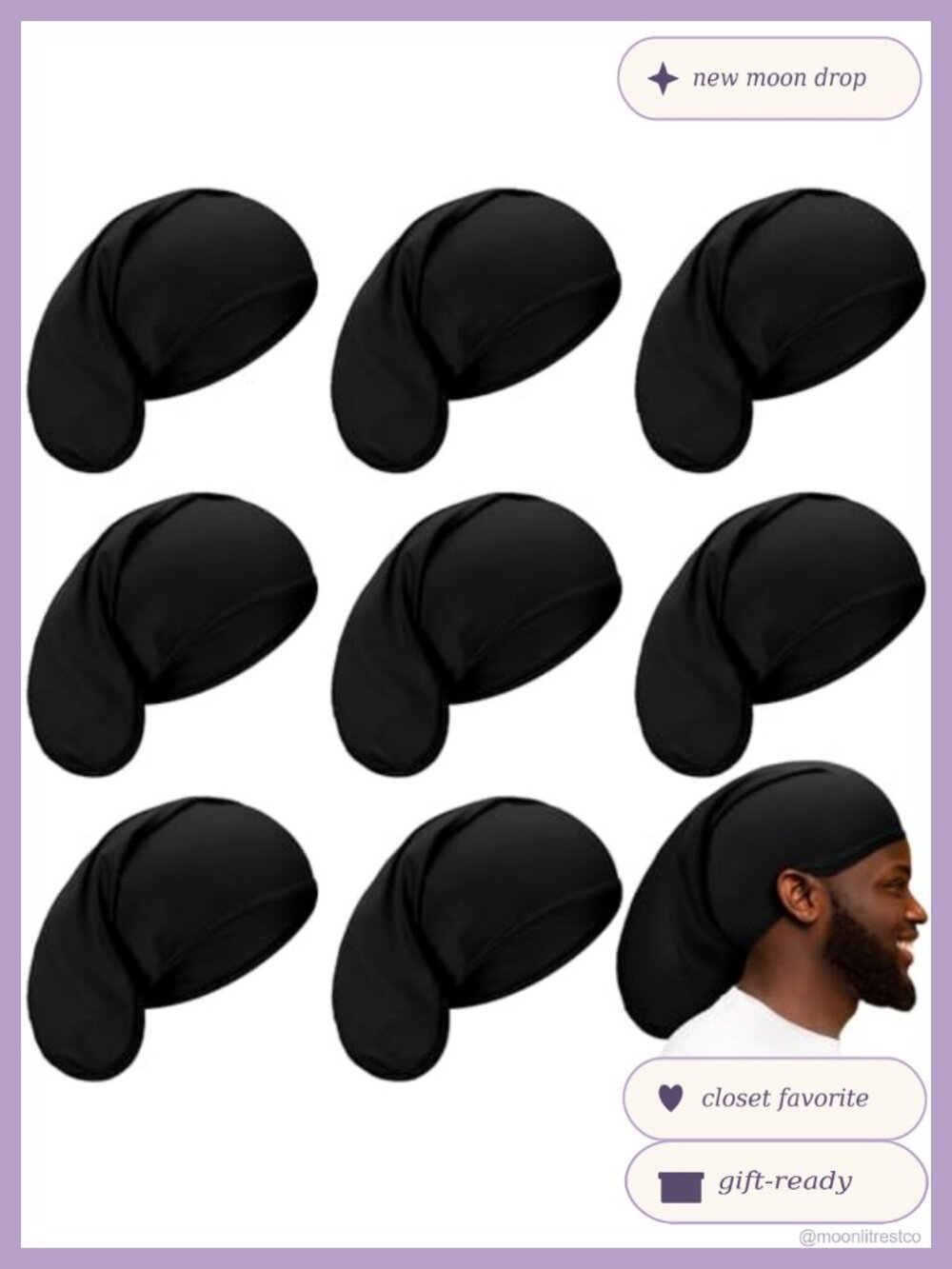 Men's Spandex Dreadlock Caps - 8 Pc Dread Loc Bonnet Hair Wrap